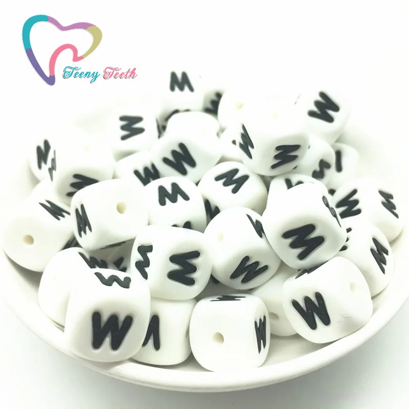 

Teeny Teeth 10 PCS Silicone Alphabet Beads,Alphabet Silicone Beads,Mix & Match!! Dice Alphabet Letter Beads, Food Grade Silicone