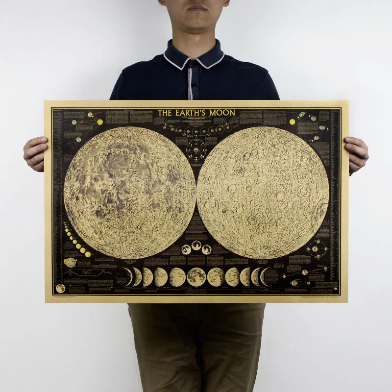 

DCTOP The Earth'S Moon Retro Poster Stickers Kraft Paper Home Decor Art Wall Poster Wall Decorations Living Room