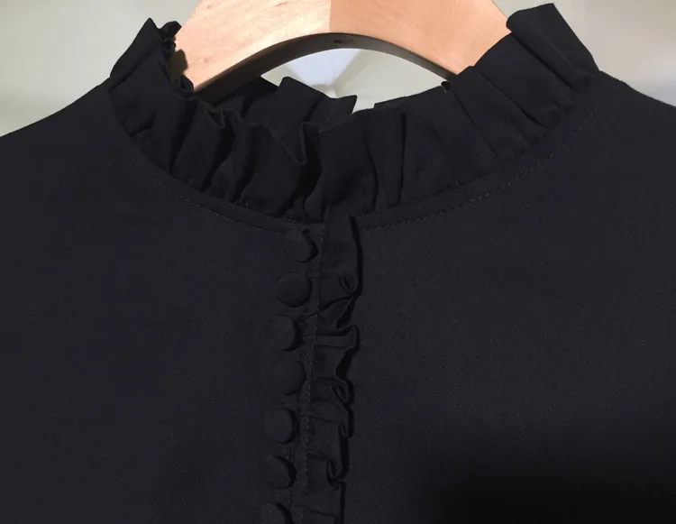 Высококачественная дизайнерская блуза для подиума, винтажная женская рубашка с гофрированным воротником, туника на пуговицах, Женская Сексуальная рубашка с открытыми плечами