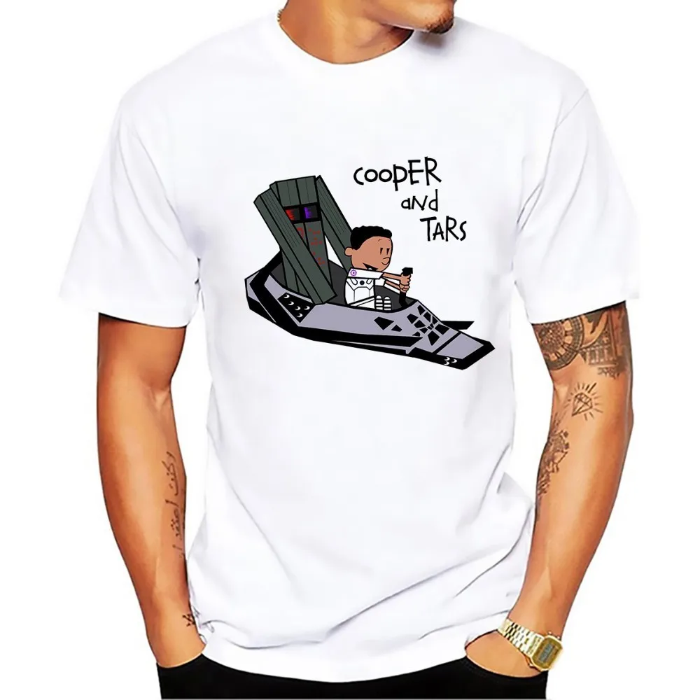 

Cooper and humor robot TARS funny tshirt men summer new white short sleeve casual homme cartoon Interstellar t shirt