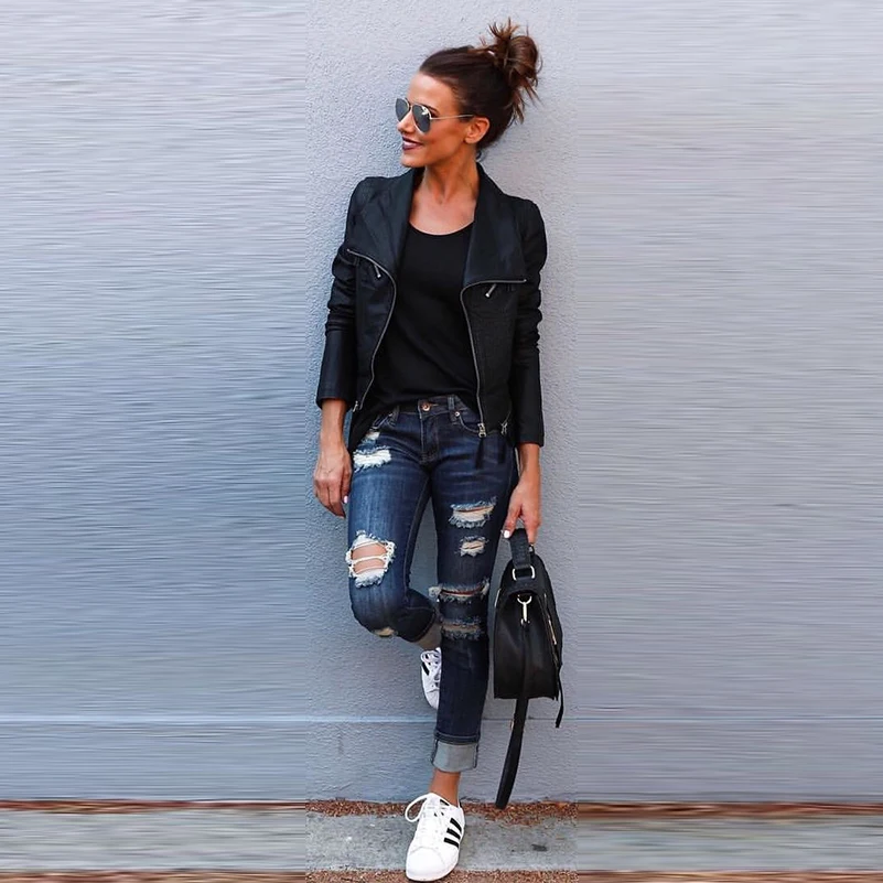 Ripped Jeans Women High Waist Denim Pencil Pants Boyfriend Jeans 18 Fashion Casual Style Summer Autumn Pockets Cotton Blue Jeans Aliexpress