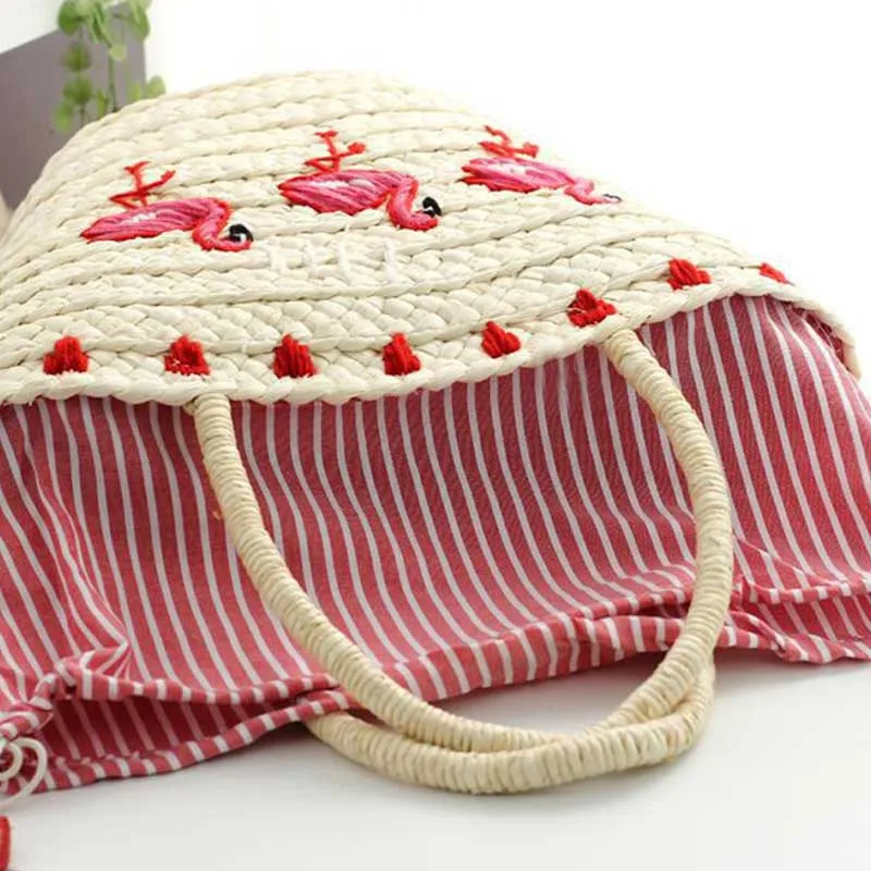 2019 venta al por mayor Durable hecho a mano lindo Bolsas de paja bolsos de lazo bolsa de deportes al aire libre Camping playa río Trekking bolsas