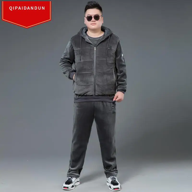 Casual Tracksuit Men Set 2018 Winter New Inner Fleece Thick Hooded Jacket + Pants Men's Two Piece Sets Warm Home Suit Male Casual Tracksuit Men Set 2018 Winter New Inner Fleece Thick Hooded Jacket + Pants Men's Two Piece Sets Warm Home Suit Male