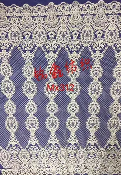 

5 yards white luxury wedding polyester embroidery France net yarn gauze lace wedding dress / evening dress / party