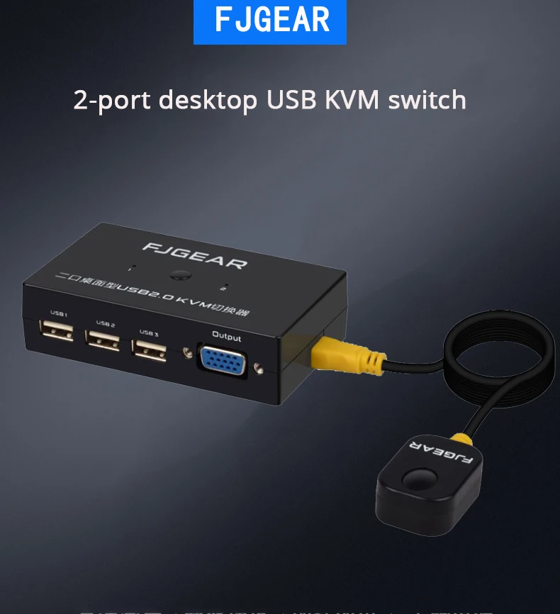 2 порта KVM Schalter переключатель VGA Компьютер поделиться usb мышь клавиатура монитор конвертер с разъемом кабели FJ-201UK