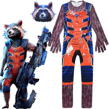 

Movie Kids Clothes The Avengers Costumes Boys Rocket Raccoon Jumpsuit Unisex Halloween Carnival Uniforms Catsuits