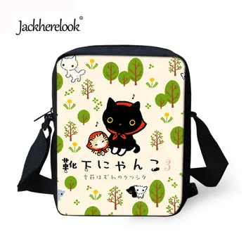 

Jackherelook Lovely Girls Small Schoolbags Women Cartoon Cat Design Travel Tote Shoulder Bags Canvas Ladies Satchel Handbag Kids