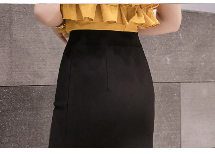 Новинка в Корейском стиле; элегантные, кружевные, лоскутные посылка юбкой в стиле хип-хоп для Для женщин летние Высокая Талия облегающая юбка-карандаш черного цвета