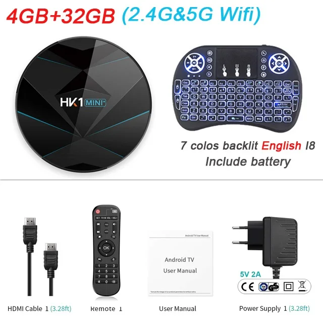 HK1 Мини плюс Android 9,0 ТВ приставка 4 Гб 64 Гб RK3318 4 ядра 2,4G/5G Wifi 4K HD ТВ приставка HK1 мини Макс 4G 32G 100M 3,0 USD - Цвет: 4G 32G