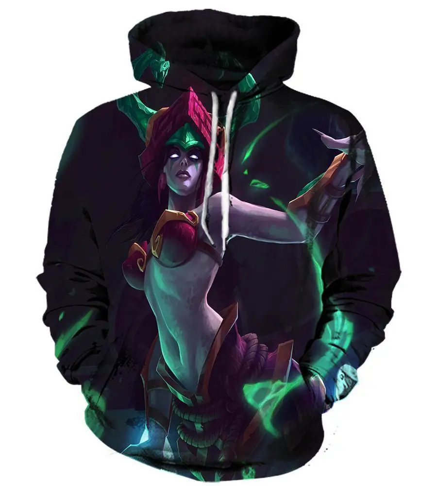 Hoodie Sweatshirt 3d Print Hoodies League of Legends Men Women Autumn Loose Thin Skull 3D Sweatshirts Mens Pullover Lovers Gift - Цвет: LOL-216