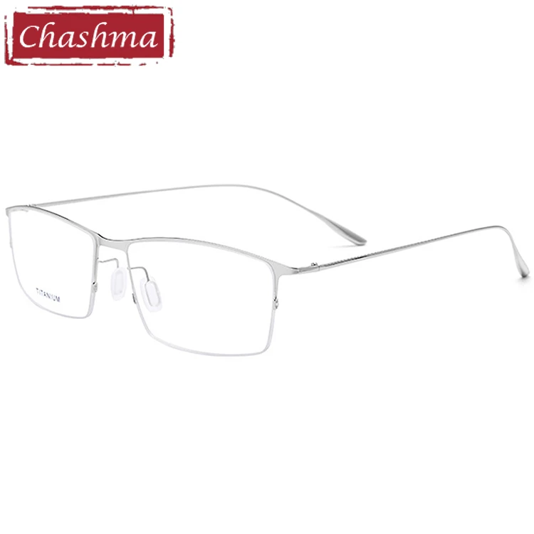 Бренд Chashma, мужские качественные очки, мужские полуоправы, полуоправы, светильник при близорукости титановые оправы для очков, линзы по рецепту - Цвет оправы: Silver
