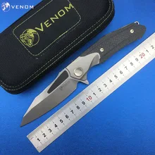 Kevin John Флиппер складной нож VENOM атакующего с лацканами лезвие M390 лезвие titanium углеродное волокно ручка выживания Открытый инструмент нож