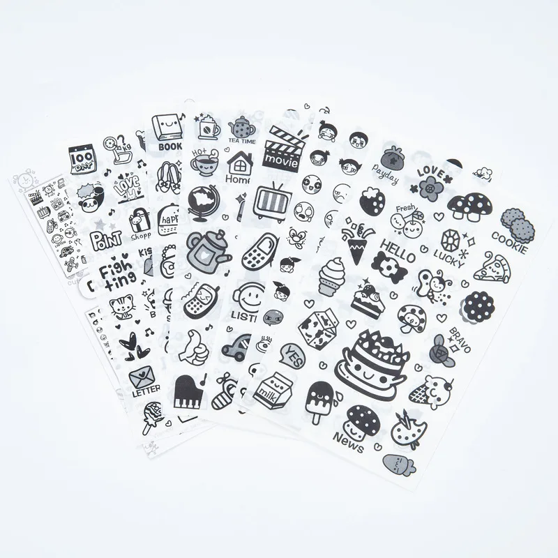 6pcs Cute Little Icon Transparent Sticker Organizer Calendar Diary Book