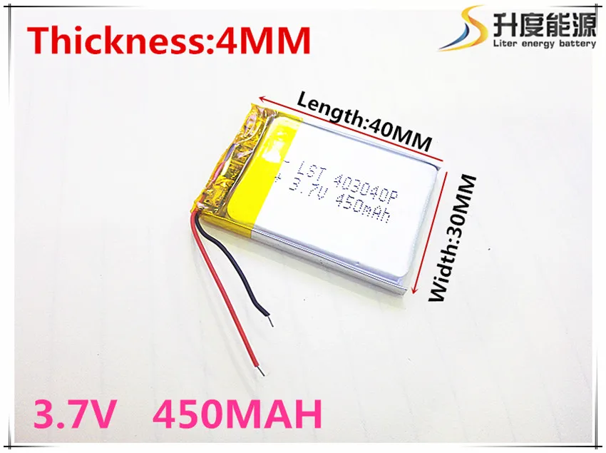 Free shipping Polymer battery 450 mah 3.7 V 403040 smart home MP3 speakers Li-ion battery for dvr,GPS,mp3,mp4,cell phone,speaker