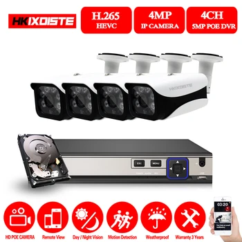 

HKIXDISTE 4CH 5MP CCTV Camera System NVR Kit 4.0MP Outdoor Security 4 x 4MP POE IP Camera P2P IR-CUT Video Surveillance System