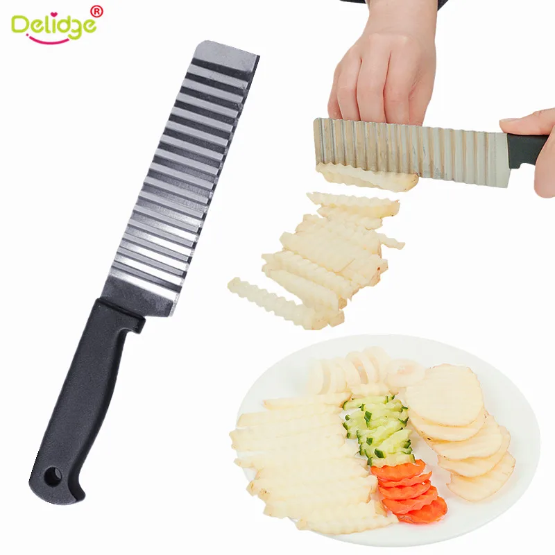 

Delidge 1 Pc Potato French Fry Cutter Stainless Steel Kitchen Accessories Wave Knife Chopper Serrated Blade Carrot Slicer