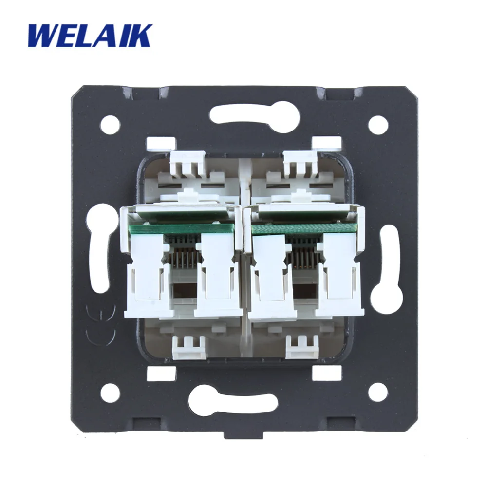 WELAIK EU-standard Two-компьютерная розетка-DIY-части-две стены-компьютерная розетка-без стекла-панель A82COW/B