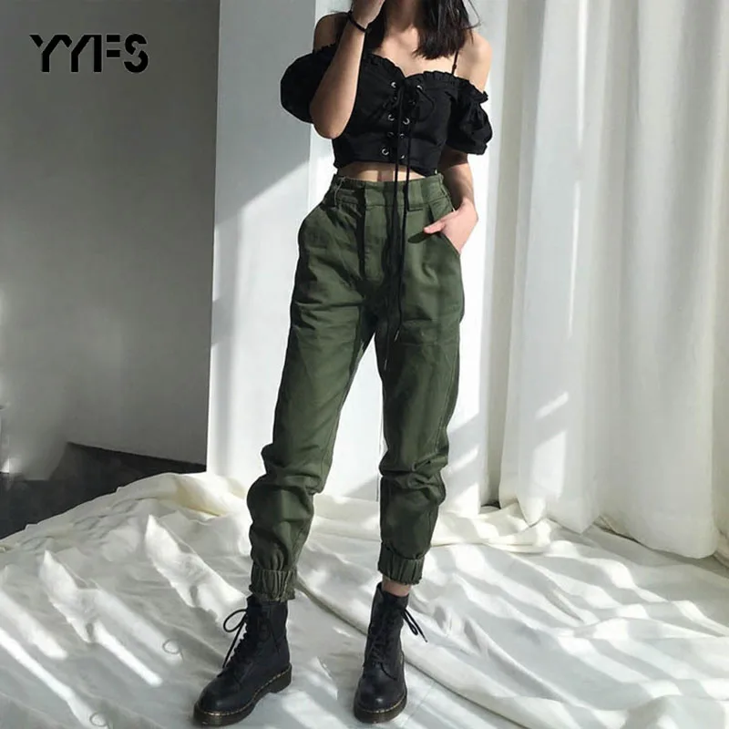 

High waist pants loose joggers womens army harem pants streetwear punk black cargo pants women capris trousers pantalon mujer