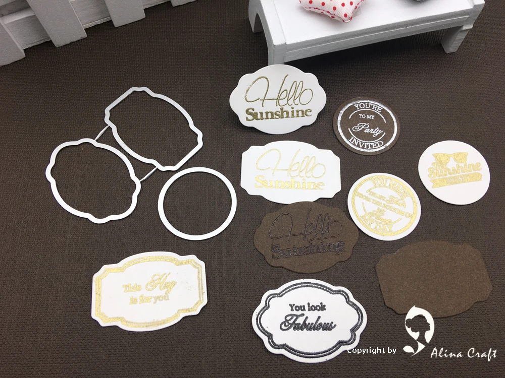 

AlinaCraft METAL CUTTING DIES 3pc greeting words banner tag frame label handmade Scrapbook paper craft card album emboss punch