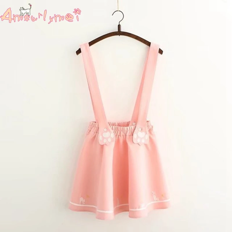 Amourlymei Mori Girl мини-юбка в Стиле Лолита с вышивкой когтей кошки Saias Femininas белый/темно-синий/розовый/серый/хаки