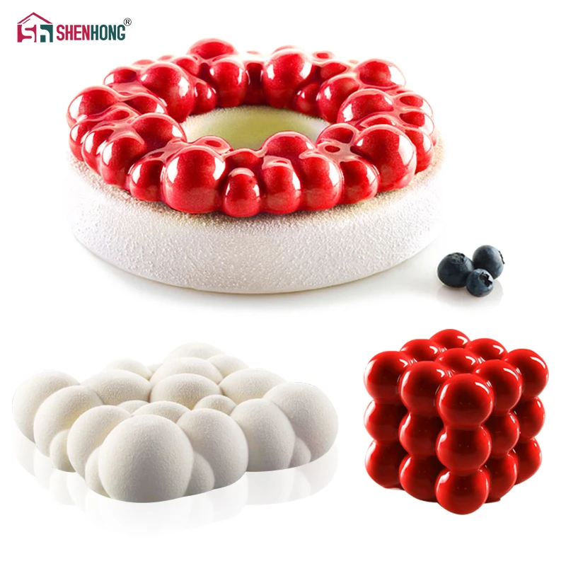 

SHENHONG 3PCS/SET 3D Cloud Ball Home Party Mousse Cake Mold For Baking Silicone Mould DIY Cookie Fondant Brownie Homemade Bakery