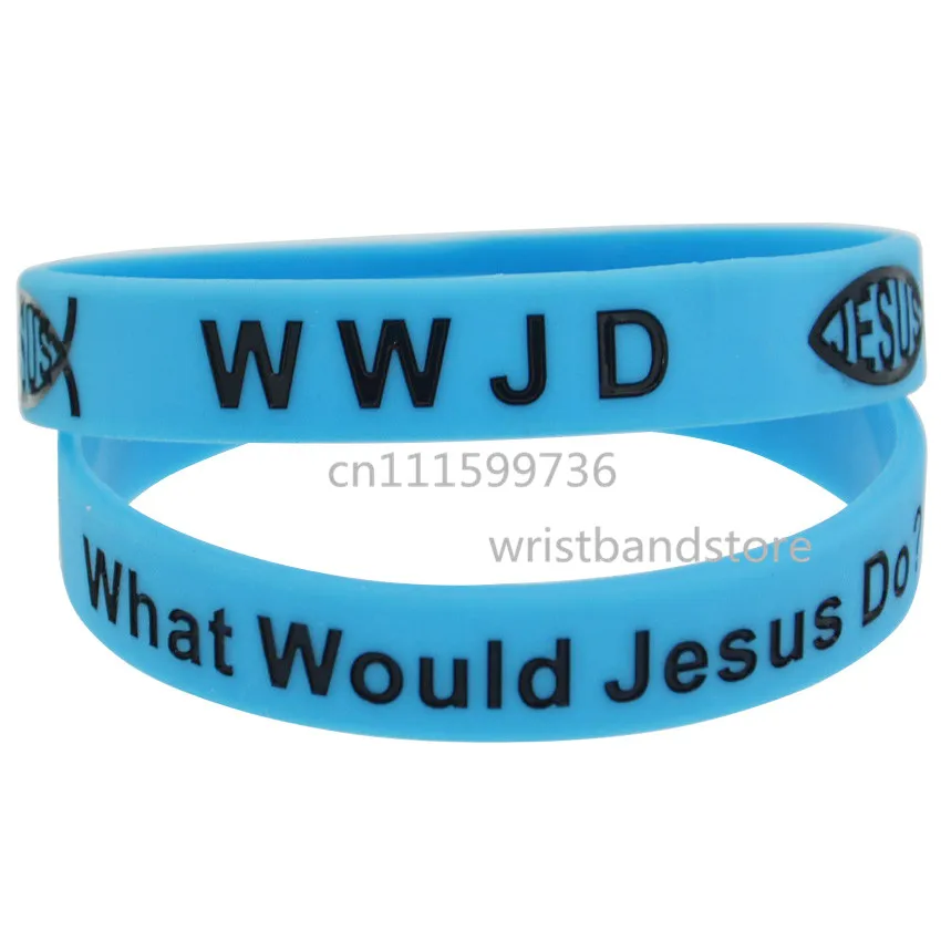 1 шт греческие WWJD что бы Иисус Силиконовые Цвет заполнены чернилами браслет