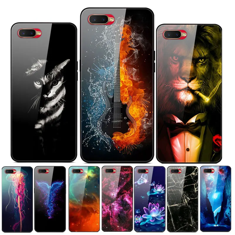 

For OPPO RX17 Neo Case Tempered Glass Painted PC Hard Back Case Cover for OPPO RX17 Neo RX 17 RX17neo Cases OPPO K1 TPU Bumper