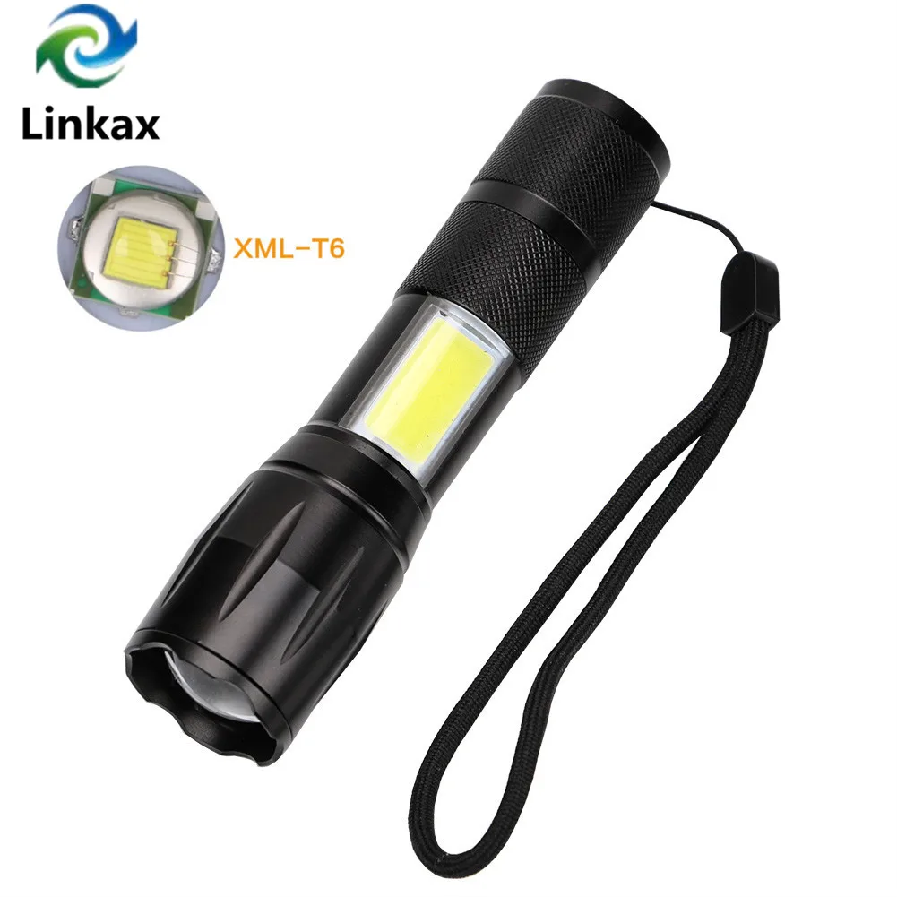 Zoomable CREE XM-L T6 COB светодиодный тактический фонарь COB фонарь, Рабочий фонарь, водонепроницаемый фонарь 18650, высокая яркость