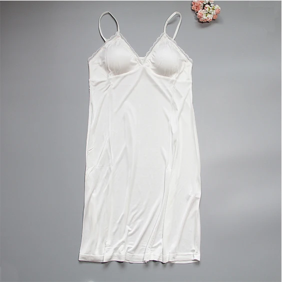 Summer Fashion V-neck New Women Woman Lace Lady Girl Soft Silk Dress Full Slip Night Skirt with chest pad YH101 Summer Fashion V-neck New Women Woman Lace Lady Girl Soft Silk Dress Full Slip Night Skirt with chest pad YH101