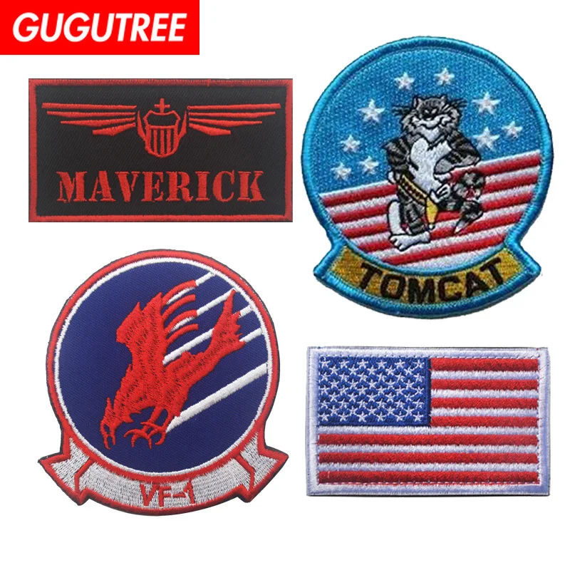 

GUGUTREE embroidery HOOK&LOOP US Navy cats patches Old Glory eagle patches badges applique patches for clothing AD-87