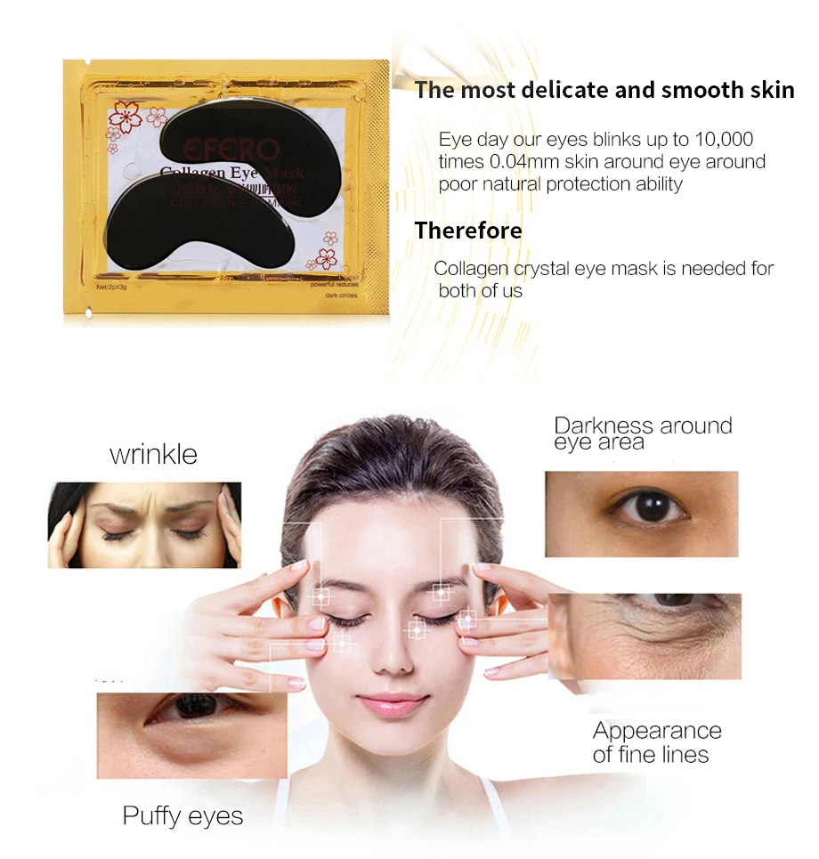 EFERO 15 пар = 30 шт. коллагеновая маска для глаз маска для ухода за кожей лица Ageless Anti Aging Eye сумки темные круги увлажняющая маска для сна