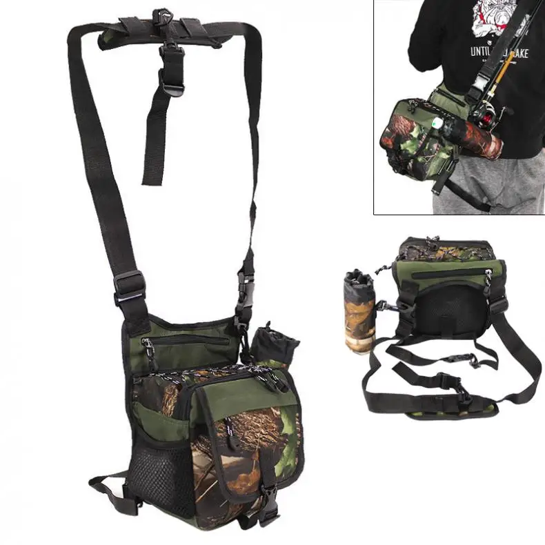 

Multifunctional Camouflage Fishing Bag Messenger Waist Bag Waterproof Fishing Rod Lure Reel Line Tackle Storage Bags