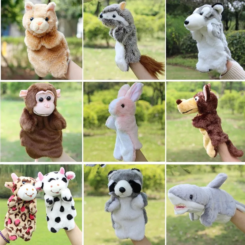 

Animal Hand Puppet Marioneta Puppet Dolls Plush Elephant Panda Cat Hand Doll Learning Baby Toys Marionetes Fantoche Puppets