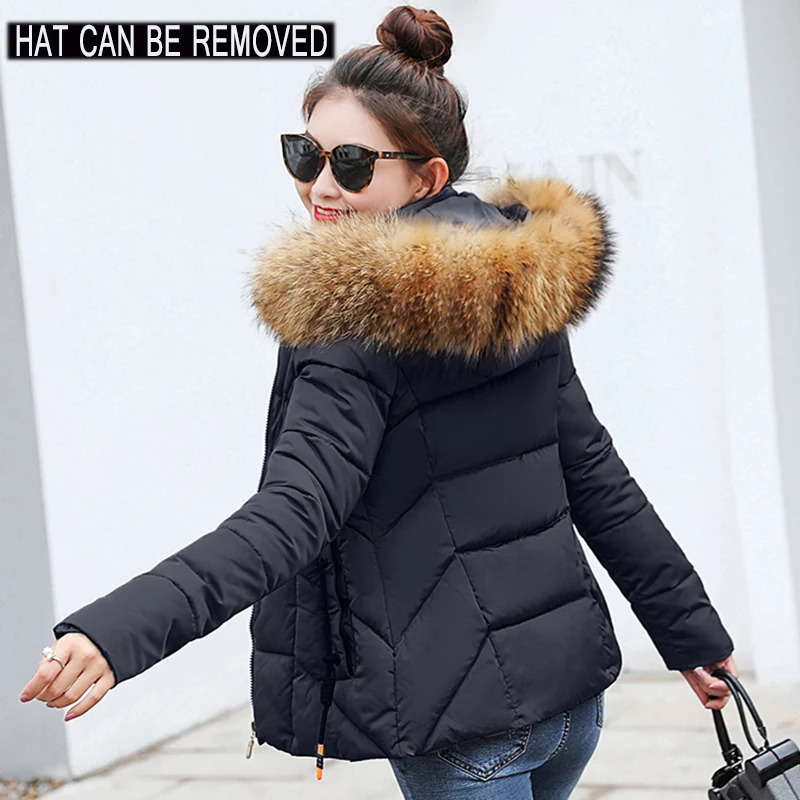 

2019 Winter Jacket women Plus Size Womens Parkas Thicken Outerwear solid hooded Coats Short Female Slim Cotton padded basic tops