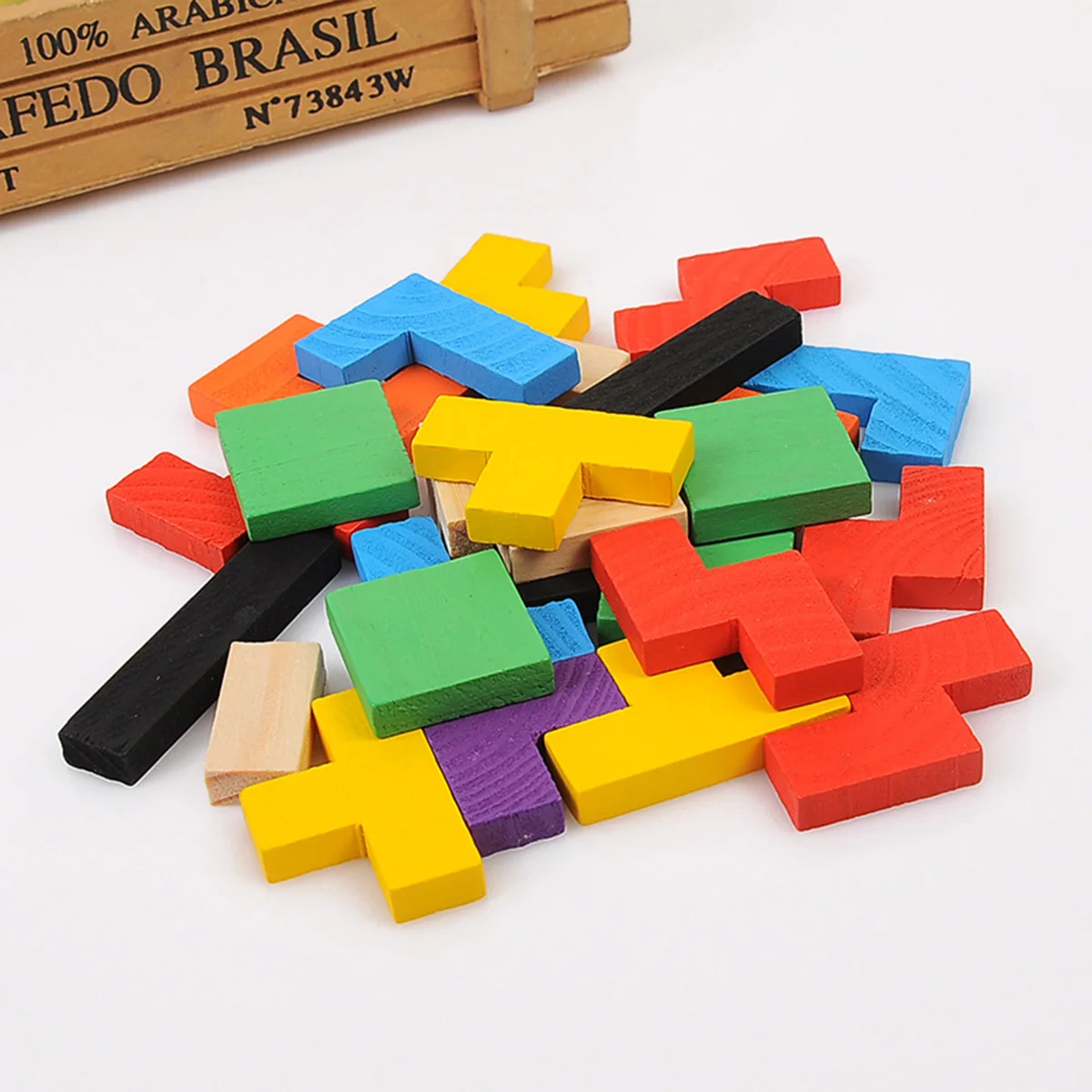 Красочные деревянные Tangram Логические головоломки игрушки тетрис игра Дошкольное волшебство интеллектуально Развивающие детские игрушки
