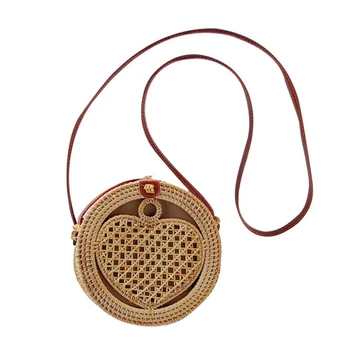 

Women'S Hand-Woven Baodan Shoulder Bag Portable Grass Woven Bag Small Beach Bag Fashion Transparent Handbags Hand Woven Women'