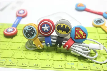 

100pcs/lot Superman, Batman Headphone Earphone Cable Wire Organizer Cord Holder USB Charger Cable Winder For iphone samsung MP3