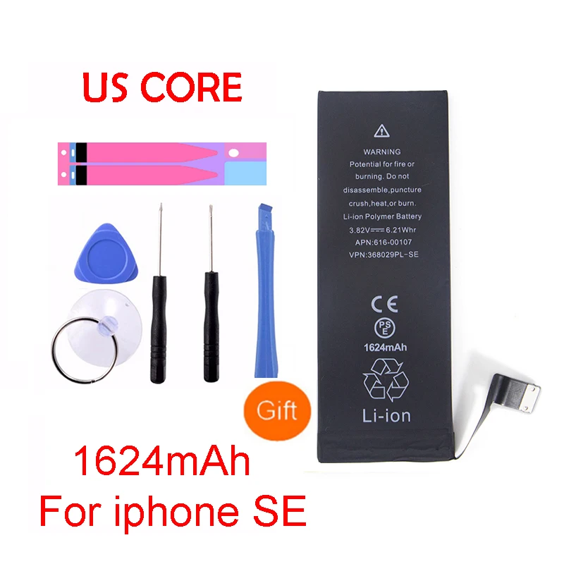 

High Quality A++ Battery Real Capacity 1624mAh Replacement Li-ion Battery With Tools for iphone SE 0 Cycle 1 year warranty