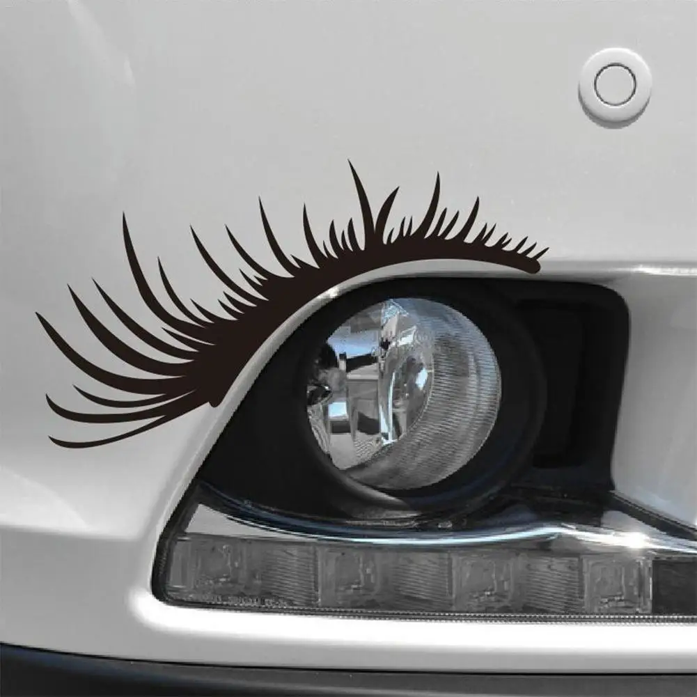 

2Pcs Eyelashes Light Eyebrow Car Stickers Body Sticker Decals Car Door Blocked Scratches Vinyl Graphic Motorcycle sticker Black
