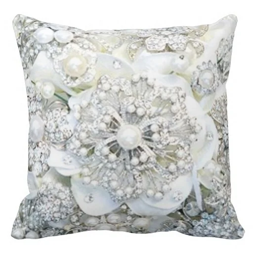 Pillows Cover Diamond Bling Pearls Beads Elegant Design Throw Pillow Case (Size 20" by 20