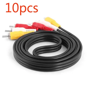 

10pcs AV CABLE 3 RCA Male AUDIO VIDEO Cord Composite Yellow/Red/White TV DVD