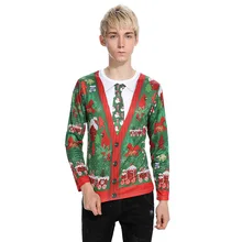 Will the new outer mold Christmas tree 3D false two tie printing fashion men’s long sleeved T-shirt CT293