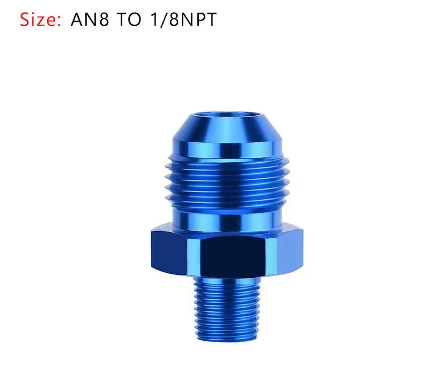 Areyourshop автомобильный 1 шт. AN4 AN6 AN8 AN10 AN12 NPT прямой Мазут Воздушный шланг фитинг Мужской адаптер синий авто аксессуары - Цвет: AN8 TO 1 8NPT