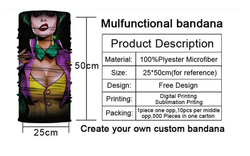 Бесшовная Волшебная повязка на голову с изображением лица клоуна, бандана, хиджаб, трубка, Боевая змея на шею, военная маска для лица, шарф, велосипедный головной убор, лыжный шарф, головной убор