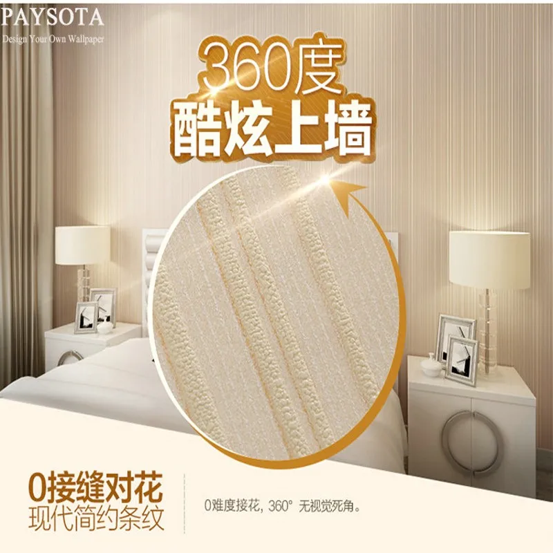 PAYSOTA High quality Stripe Plain Coloured Wallpaper Living Room Bedroom TV Sofa Background Non-woven Wall Paper