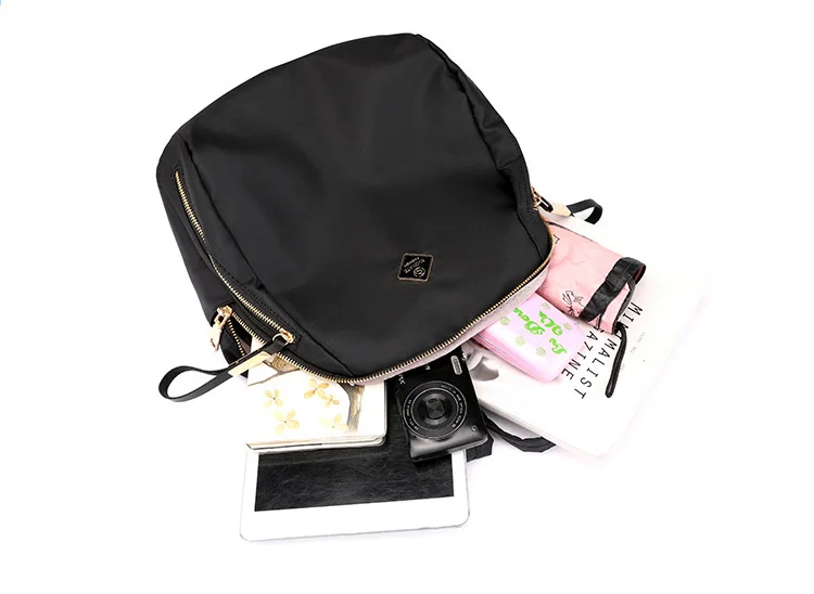 Women Floral Nylon Backpack Female Fashion Printing Casual Rucksack Famous Lady Girls Large Black Purple Blue Soft Shoulder Bag (10)