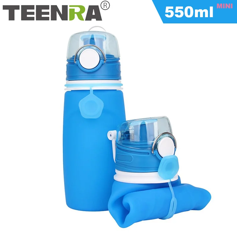 

TEENRA 550ML Folding Silicone Water Bottle Collapsible Water Bottle Bpa Free For Kids Leak-proof Water Bottle For Sport Outdoor
