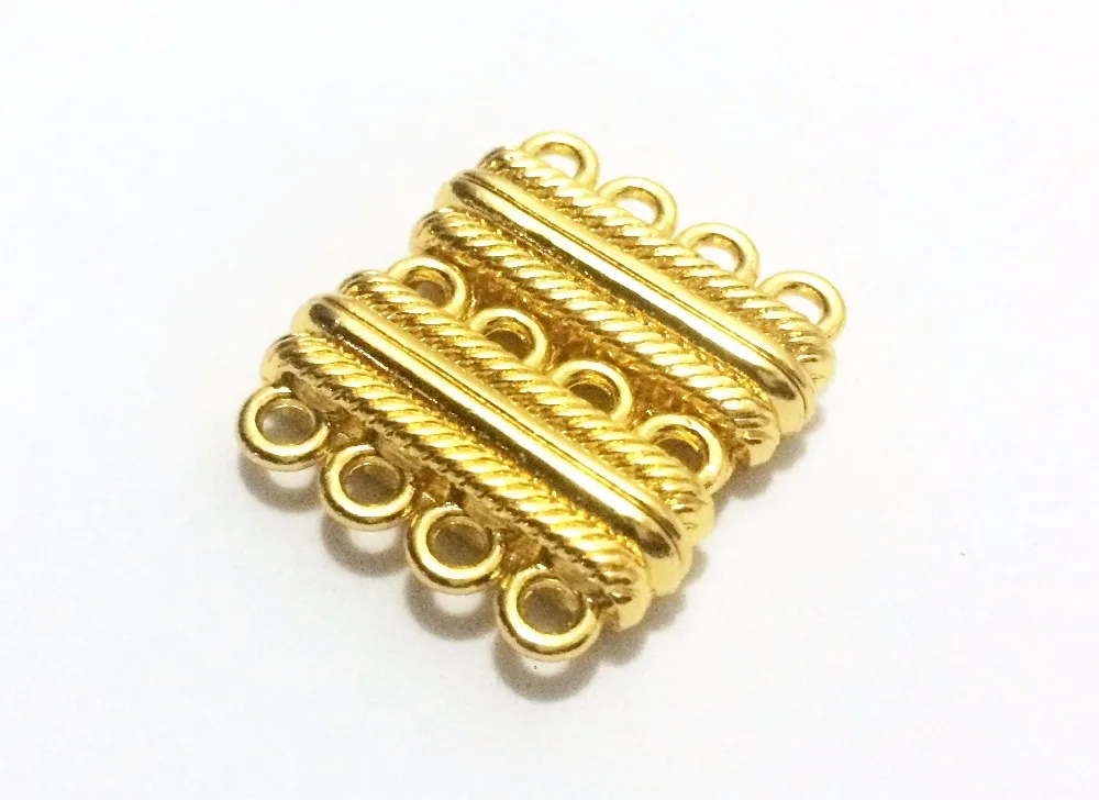 

Multi strand magnetic clasp 5 strands Ribbed loop magnetic clasp antique bronze