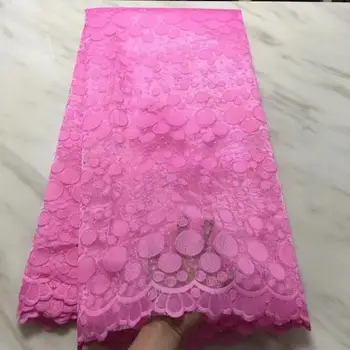 

Pink Lace Fabric 2019 High Quality Lace Latest African Laces Fabric With 3d flowers Wedding Gold Nigerian French Lace Fabric