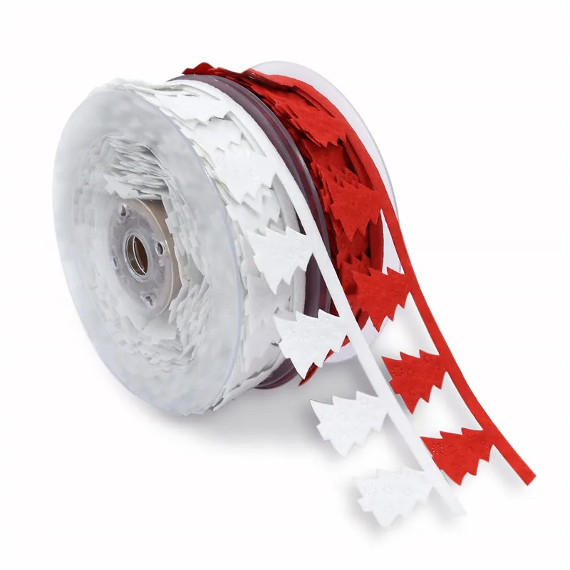 

(10meters/lot) Christmas tree felt non-woven tape Festival decoration home fabric decoration ultrasonic embossed ribbon
